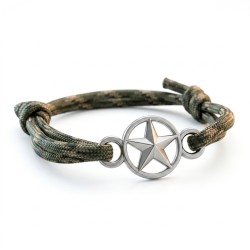 Bracelet cordon kaki étoile